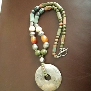 Jasper & Metal Bead Necklace